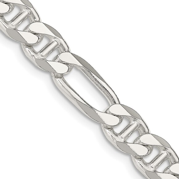 Kazi Luxury Jewelry - Kazi Luxury Sterling Silver 7.75mm Figaro Anchor Chain